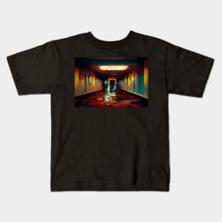 Scary Hotel Hallway Flooded With Water /  Art Styles Different Kids T-Shirt